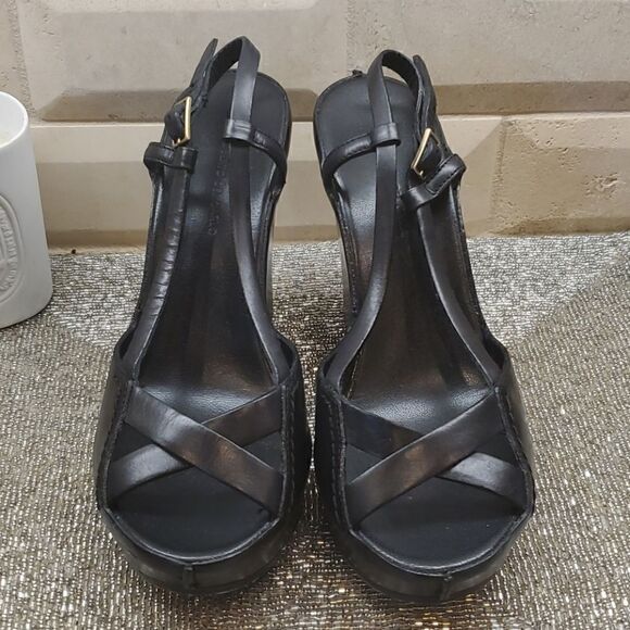 ROBERTO DEL CARLO Black Leather Wedge - 37 - Picture 2 of 10